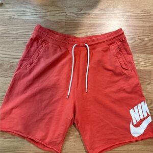 Nike Men’s XL Red Cotton Drawstring Shorts Large Logo Athletic Lounge Casual